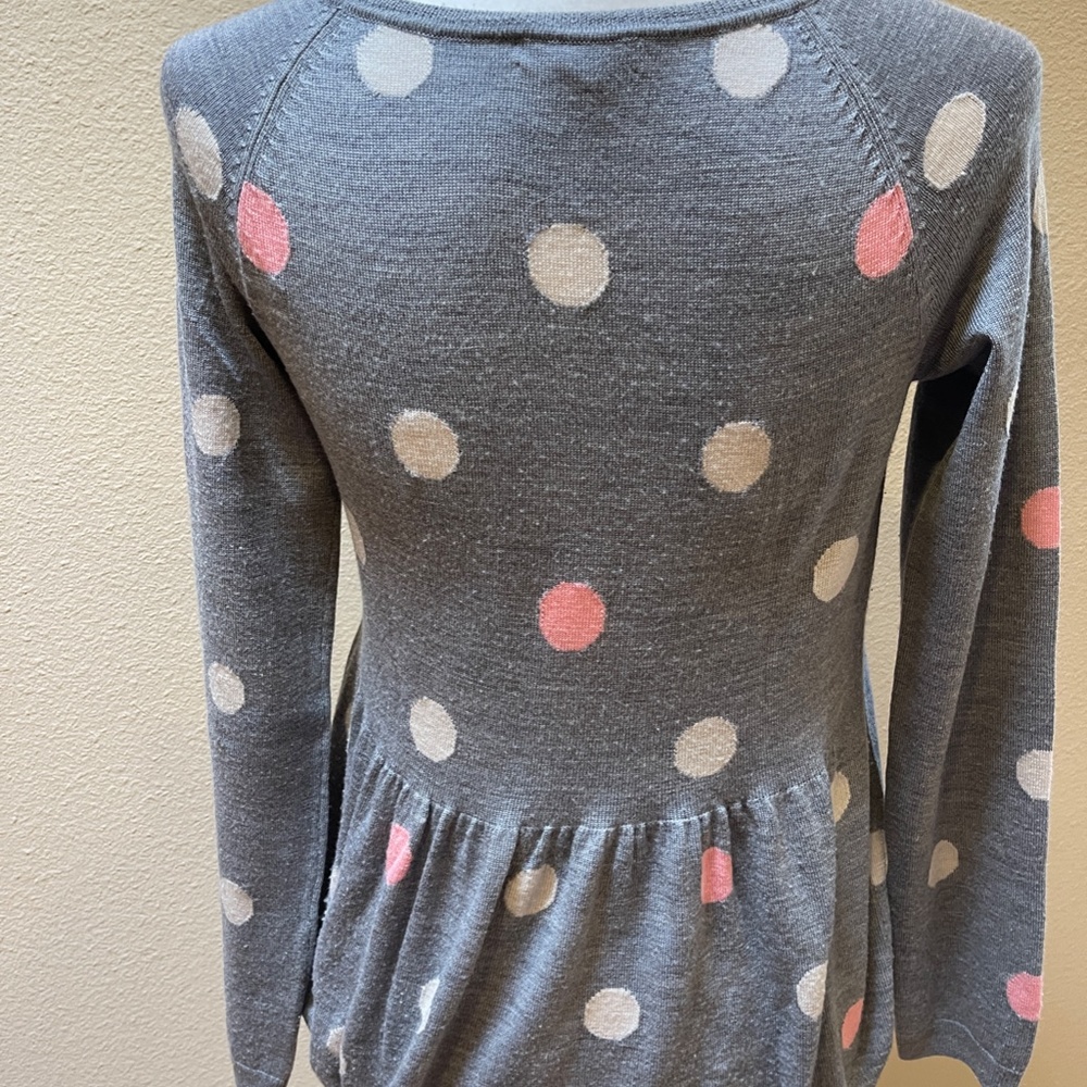 Garnet Hill Wool Polka Dot Peplum Sweater Size XS - Picture 4 of 7